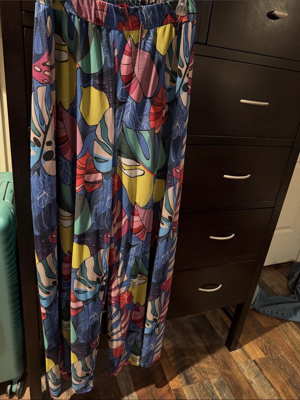 Wide Leg Maxi pants with Abstract Leaf Print - Multi - Picture 4 of 4